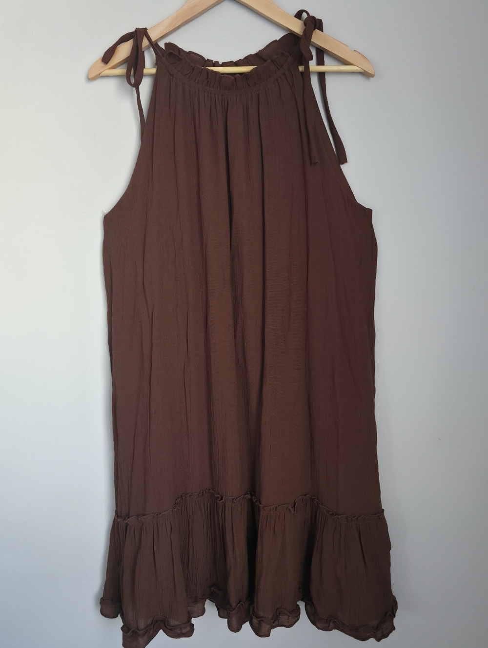 Signature Robbie Bee Brown Dress XL Sleeveless Flowy Ruffle Hem - Picture 2 of 12